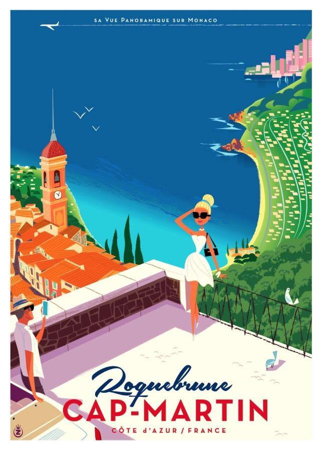 Charmant 2 Pièces Vue sur Mer et MONTE-CARLO à ROQUEBRUNE CAP MARTIN Esterno foto